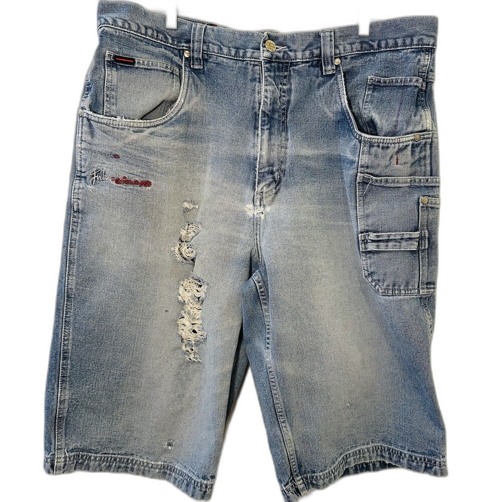 Vintage Y2K FUBU The Collection Denim Carpenter Shorts Men's W40 Distressed